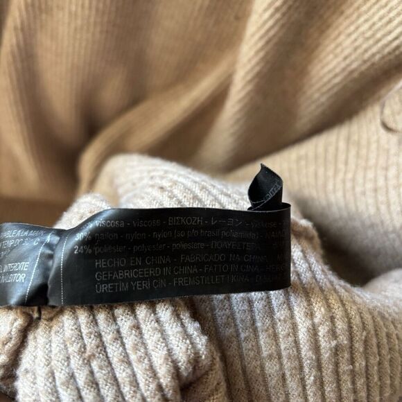 ZARA Cardigan Womens Medium Brown Knit Ribbed Open Stretch Sweater - Picture 8 of 9